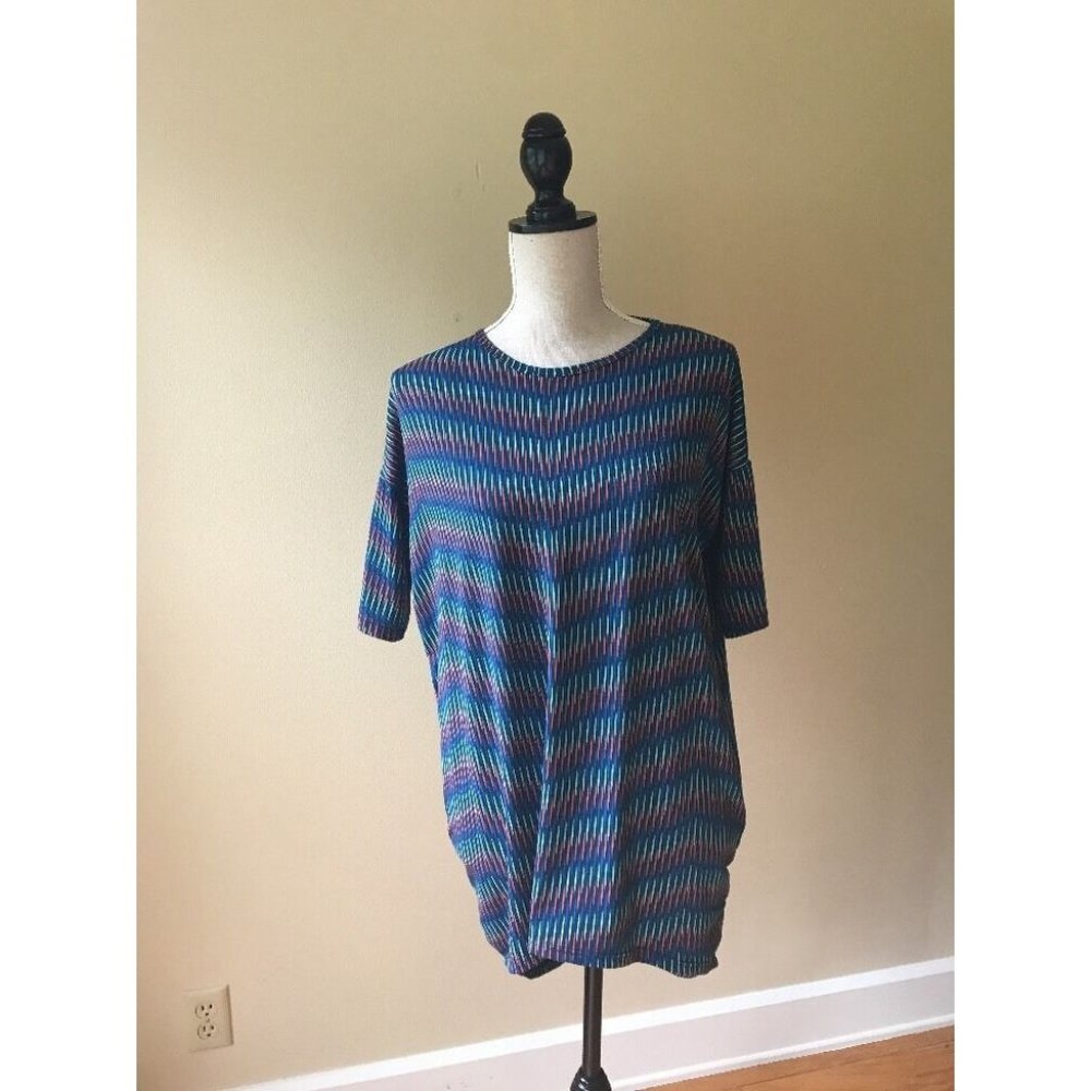 LuLaRoe Irma Tee T Shirt Top XXS  Blue Orange Teal